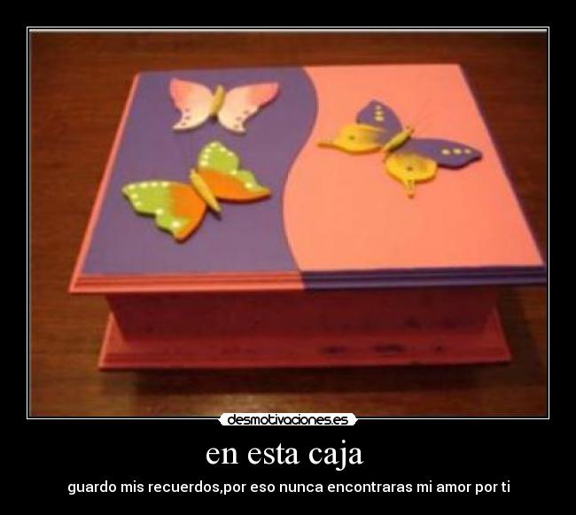 en esta caja - guardo mis recuerdos,por eso nunca encontraras mi amor por ti