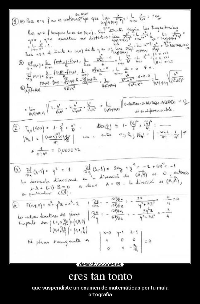 eres tan tonto - que suspendiste un examen de matemáticas por tu mala
ortografía