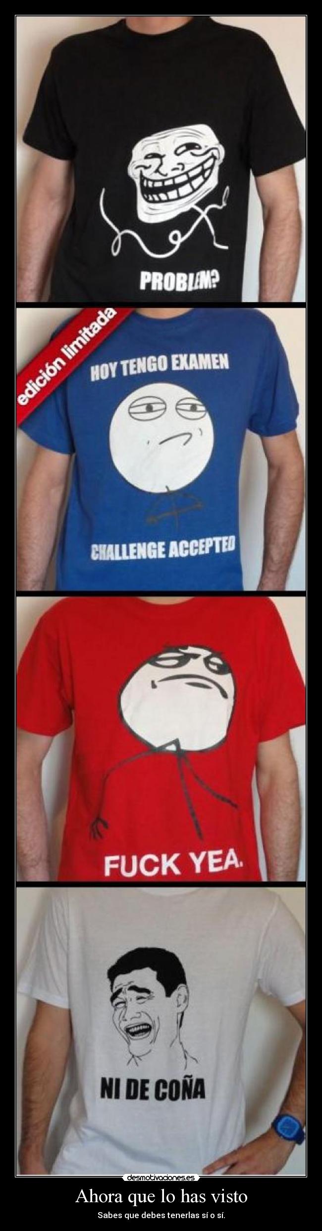 carteles camisetas meme yaoming fuck challenge accepted trollface problem desmotivaciones