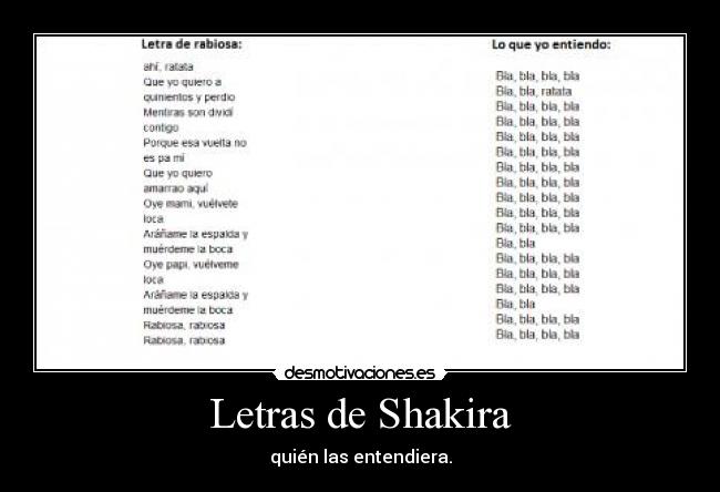 Letras de Shakira - 