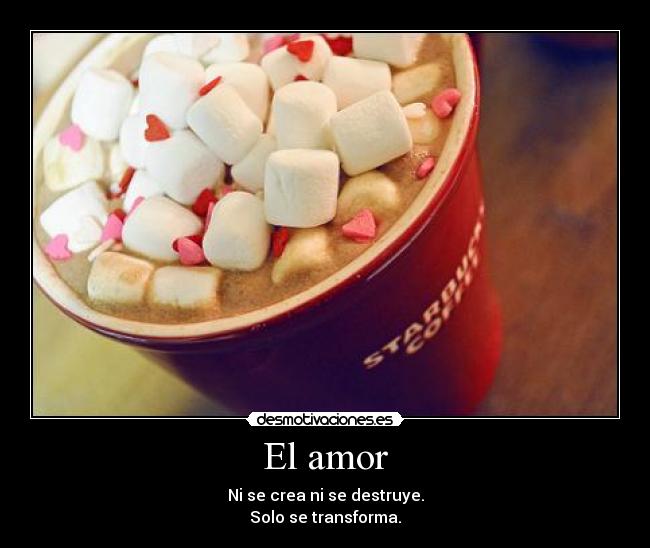 El amor - Ni se crea ni se destruye.
Solo se transforma.