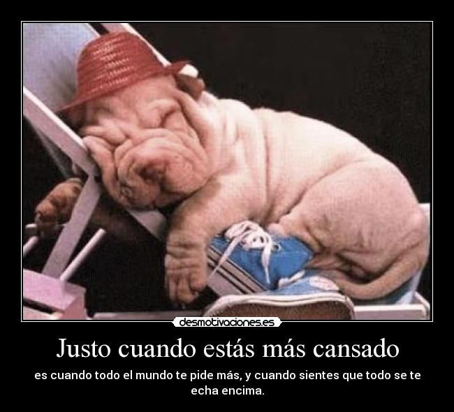 Justo cuando estás más cansado - es cuando todo el mundo te pide más, y cuando sientes que todo se te echa encima.