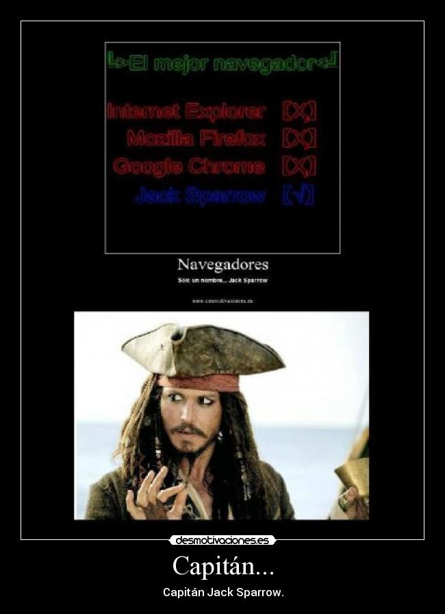 carteles jack capitan sparrow navegador desmotivaciones