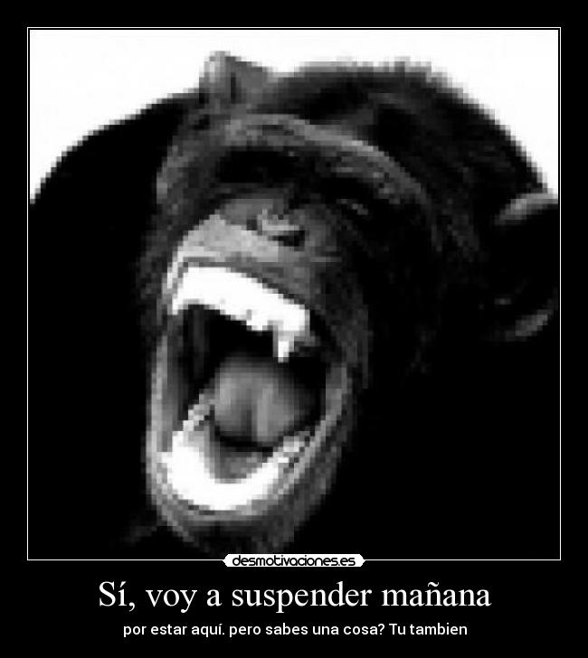 Sí, voy a suspender mañana - por estar aquí. pero sabes una cosa? Tu tambien