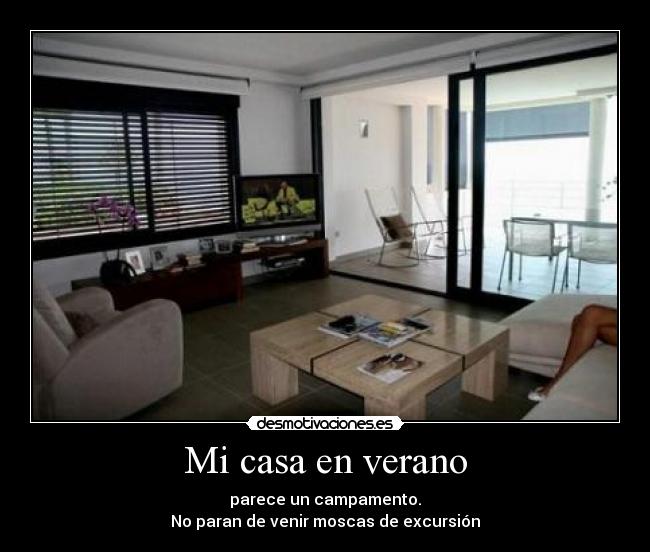 Mi casa en verano - parece un campamento.
No paran de venir moscas de excursión