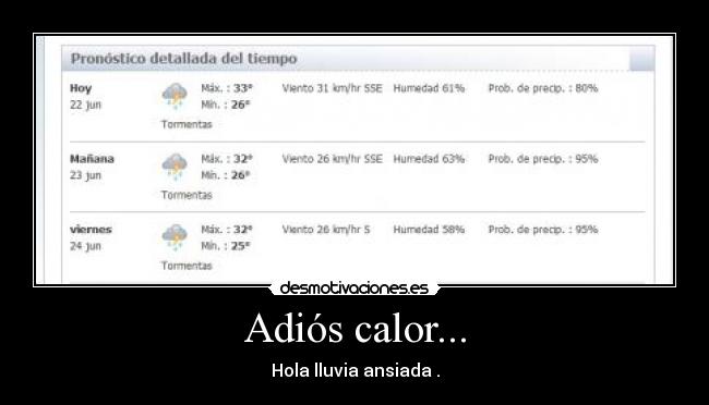 Adiós calor... - Hola lluvia ansiada .