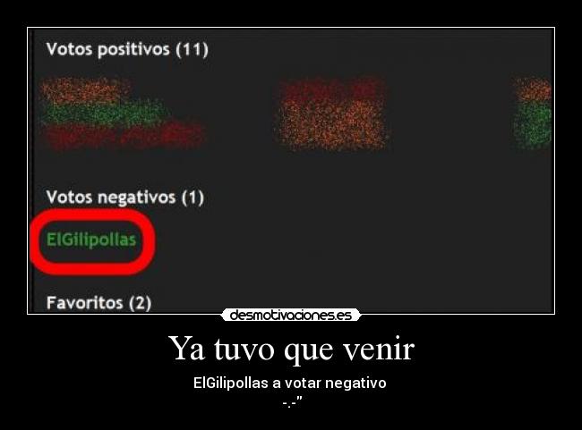Ya tuvo que venir - ElGilipollas a votar negativo 
-.-
