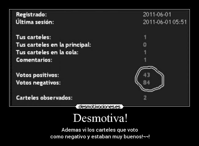 Desmotiva! - Ademas vi los carteles que voto
como negativo y estaban muy buenos!¬¬!