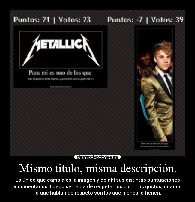 Mismo titulo, misma descripción. - 