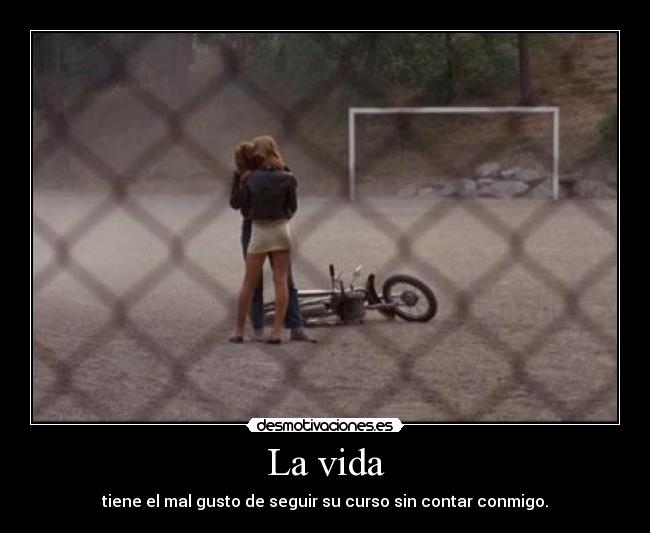 La vida - tiene el mal gusto de seguir su curso sin contar conmigo.