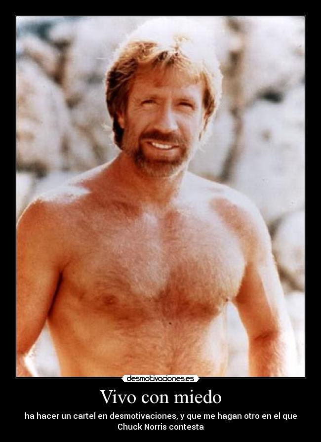 Vivo con miedo - ha hacer un cartel en desmotivaciones, y que me hagan otro en el que
Chuck Norris contesta