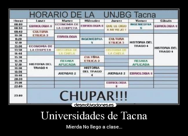 Universidades de Tacna - Mierda No llego a clase...