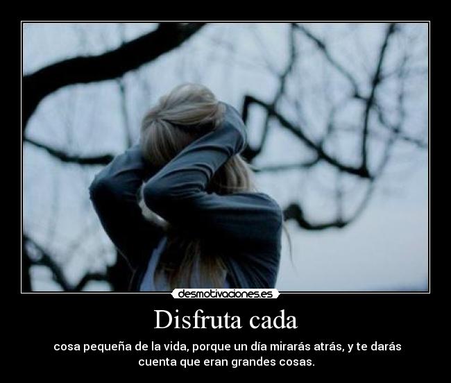 Disfruta cada - cosa pequeña de la vida, porque un día mirarás atrás, y te darás
cuenta que eran grandes cosas.