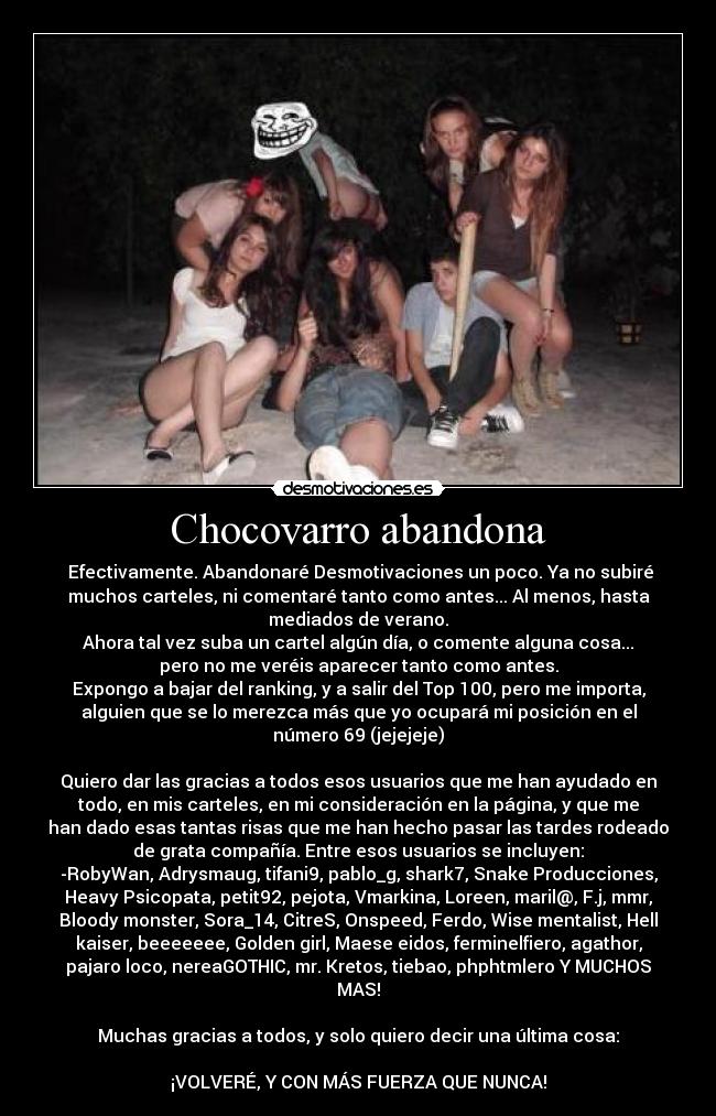 Chocovarro abandona -