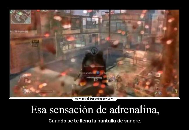 Esa sensación de adrenalina, - Cuando se te llena la pantalla de sangre.