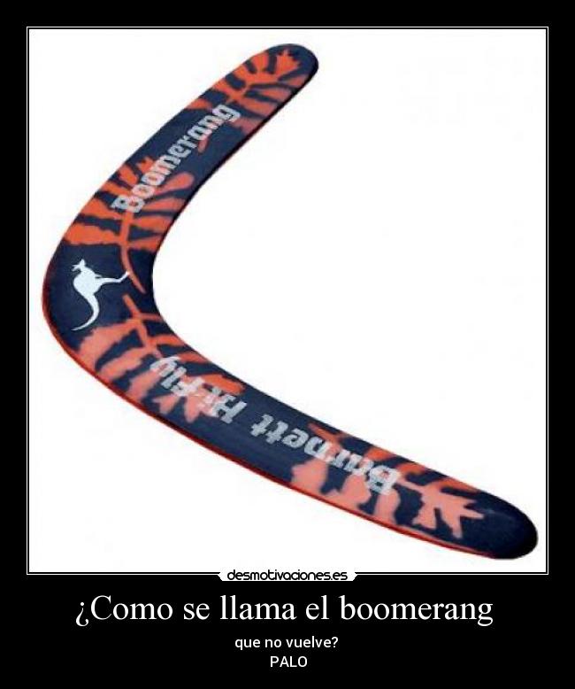 ¿Como se llama el boomerang  - que no vuelve? 
PALO