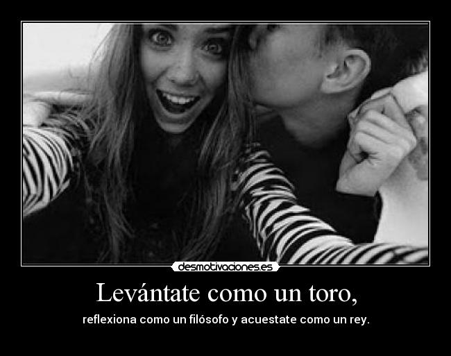 Levántate como un toro, - reflexiona como un filósofo y acuestate como un rey.