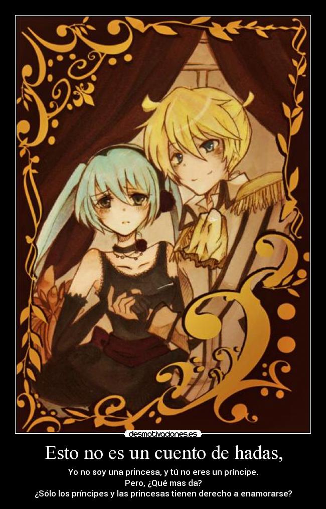 carteles cuento hadas len kagamine miku hatsune vocaloid desmotivaciones