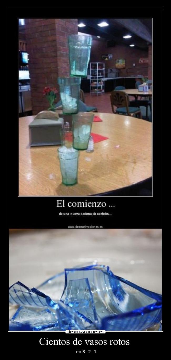 Cientos de vasos rotos -