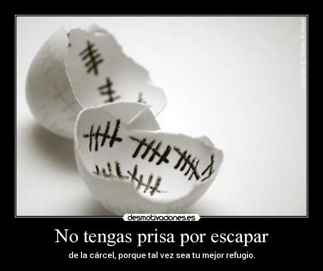 No tengas prisa por escapar - de la cárcel, porque tal vez sea tu mejor refugio.