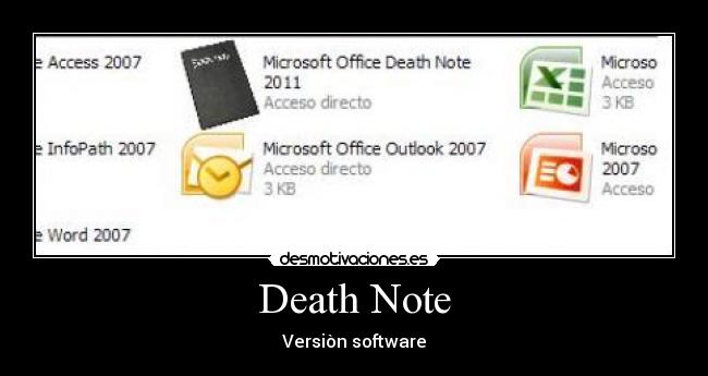 carteles death noteofficemicrosoftsoftware desmotivaciones
