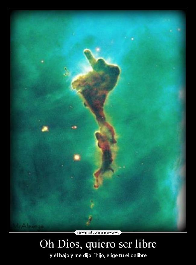 Oh Dios, quiero ser libre - y él bajo y me dijo: “hijo, elige tu el calibre