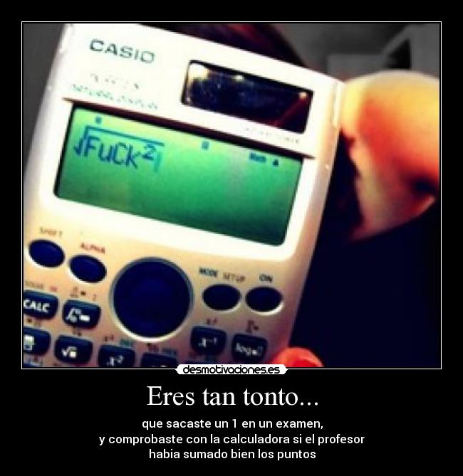 Eres tan tonto... - que sacaste un 1 en un examen,
y comprobaste con la calculadora si el profesor
habia sumado bien los puntos