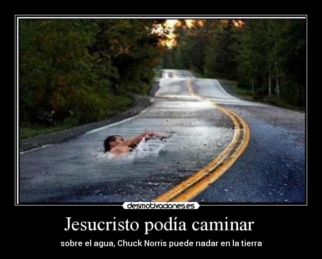 Jesucristo podía caminar - sobre el agua, Chuck Norris puede nadar en la tierra