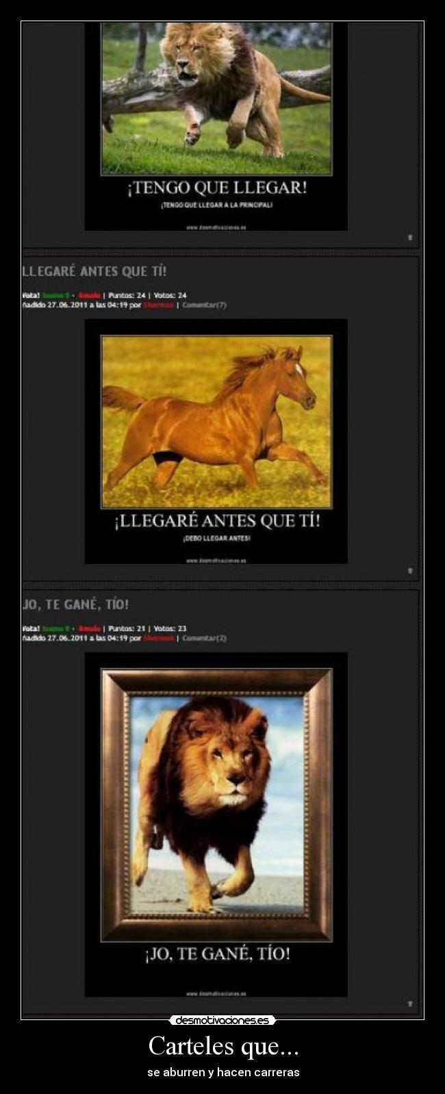 Carteles que... - se aburren y hacen carreras