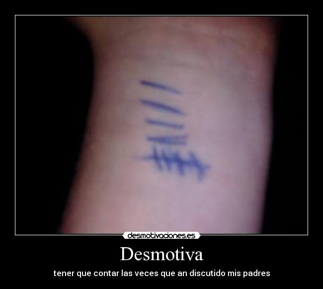 Desmotiva - tener que contar las veces que an discutido mis padres