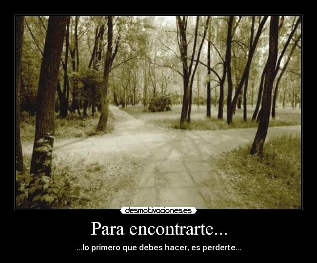 Para encontrarte... - ...lo primero que debes hacer, es perderte...