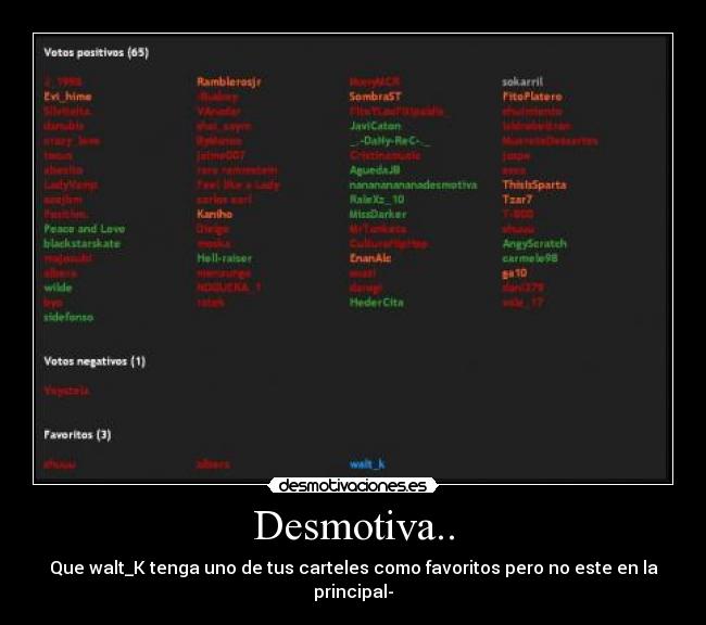 Desmotiva.. - Que walt_K tenga uno de tus carteles como favoritos pero no este en la principal-