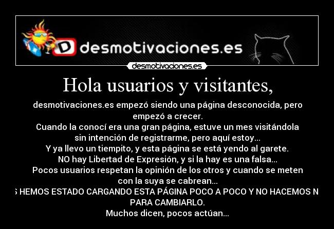 Hola usuarios y visitantes, - 