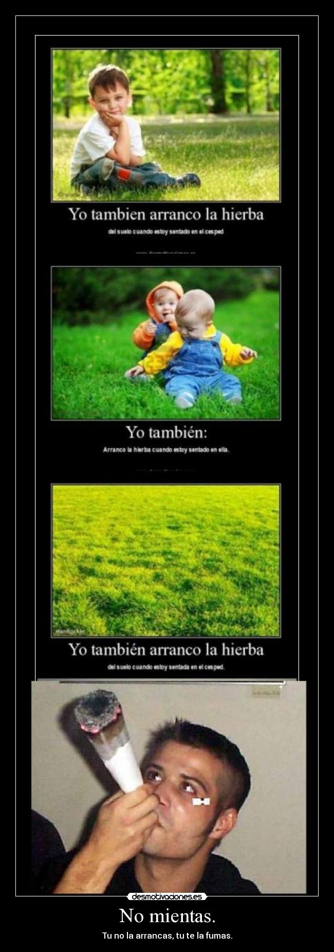 No mientas. - Tu no la arrancas, tu te la fumas.