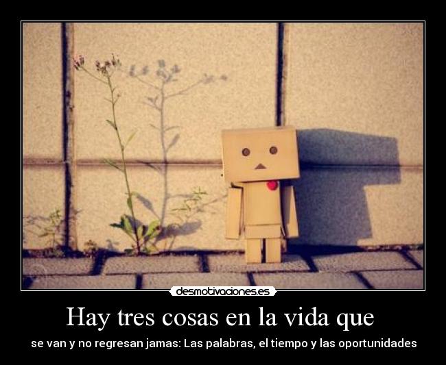 Hay tres cosas en la vida que  - se van y no regresan jamas: Las palabras, el tiempo y las oportunidades