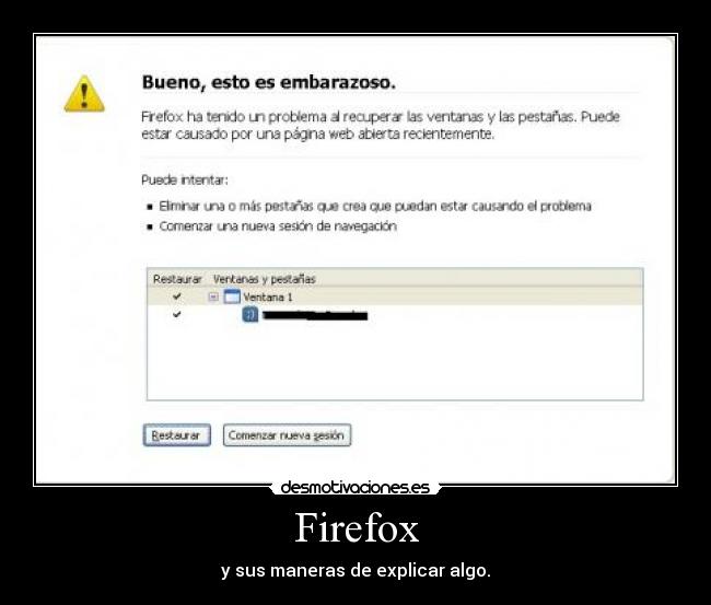 Firefox - y sus maneras de explicar algo.