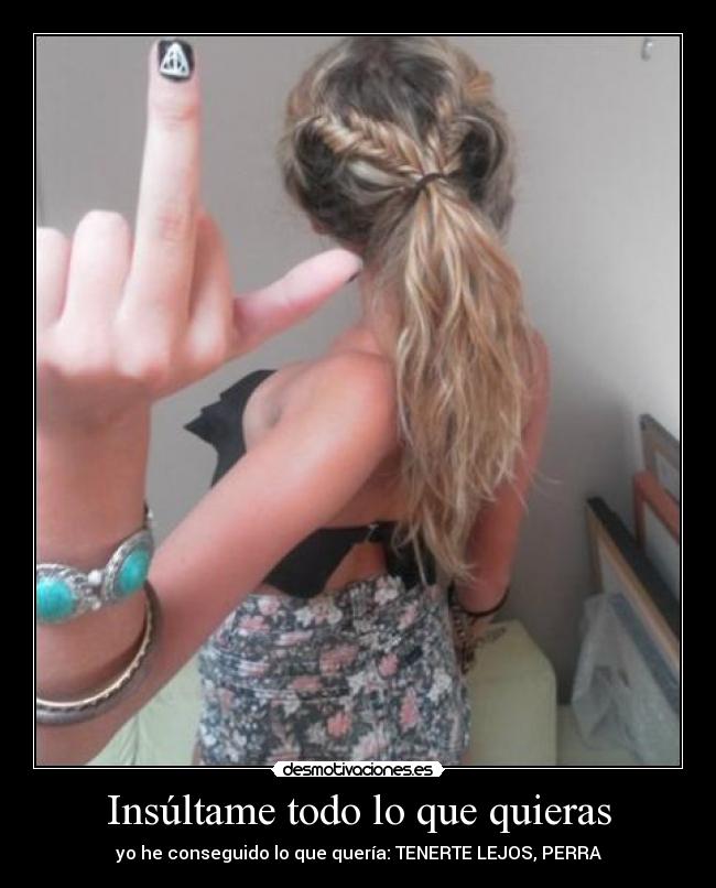 Insúltame todo lo que quieras - yo he conseguido lo que quería: TENERTE LEJOS, PERRA