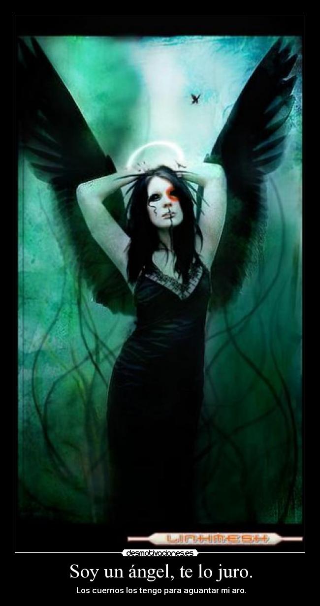 Soy un ángel, te lo juro. -  Los cuernos los tengo para aguantar mi aro.