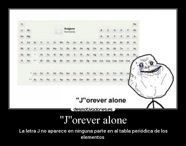 Jorever alone - La letra J no aparece en ninguna parte en al tabla periódica de los elementos