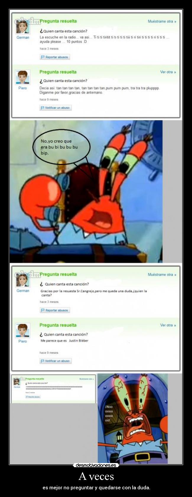 carteles justin bieber bob esponja yahoo respuestas preguntas internet musica desmotivaciones