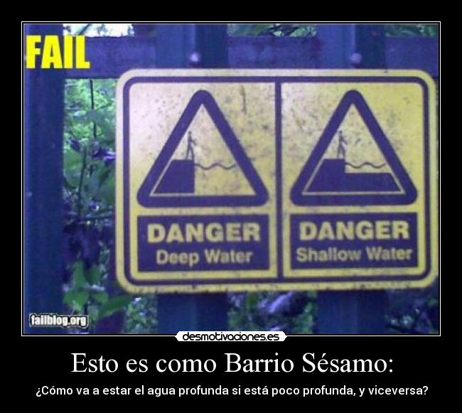 carteles deep water shallow water desmotivaciones