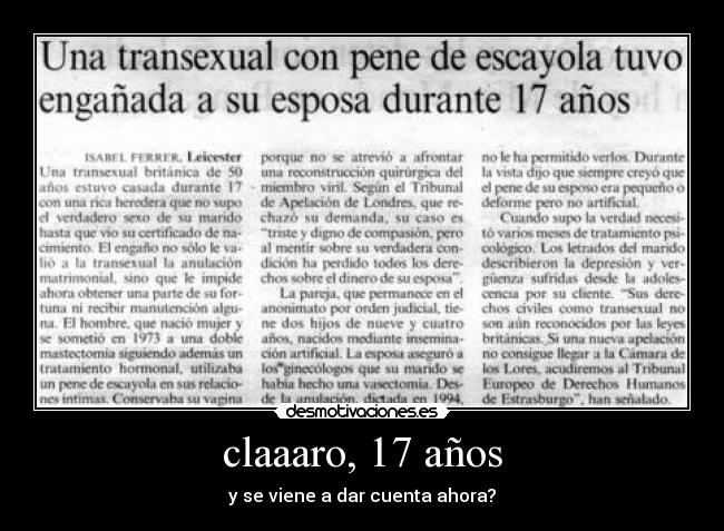 claaaro, 17 años - y se viene a dar cuenta ahora?