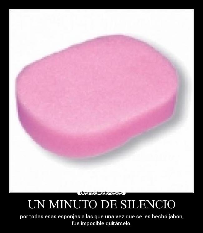 UN MINUTO DE SILENCIO - por todas esas esponjas a las que una vez que se les hechó jabón,
fue imposible quitárselo.