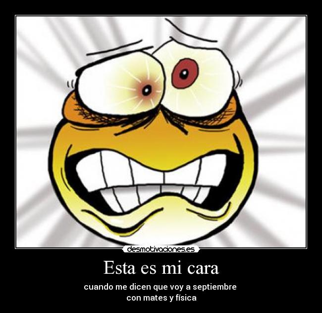 Esta es mi cara - cuando me dicen que voy a septiembre
con mates y física