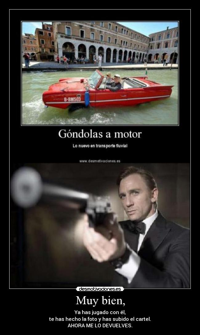 carteles cohe james bond gondola venecia pistola cartel desmotivaciones