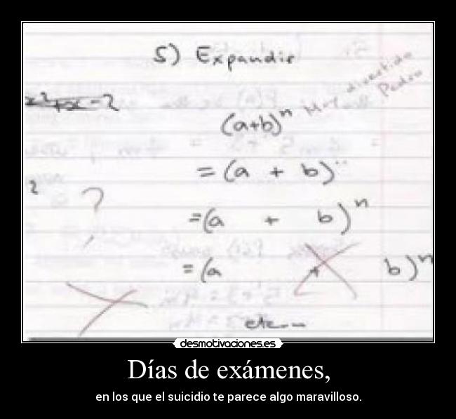 Días de exámenes, -
