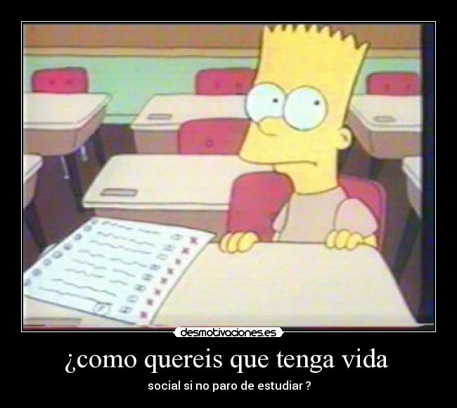 ¿como quereis que tenga vida - social si no paro de estudiar ?