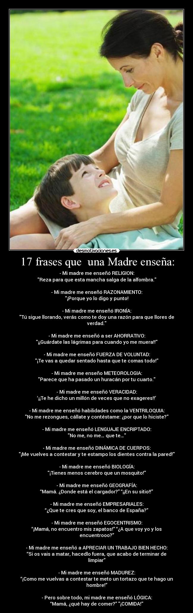 17 frases que una Madre enseña: -