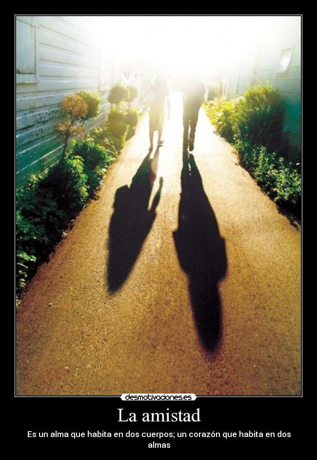 La amistad - Es un alma que habita en dos cuerpos; un corazón que habita en dos almas