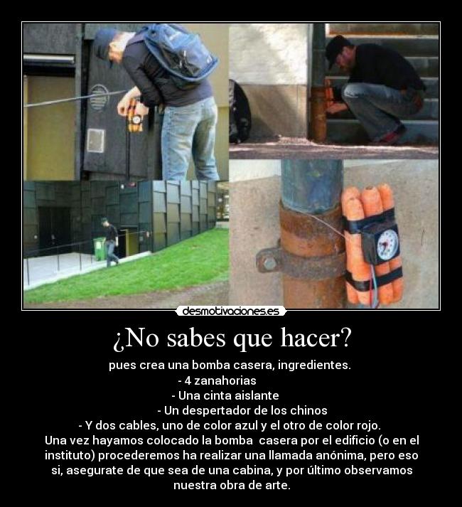 carteles bomba casera desmotivaciones